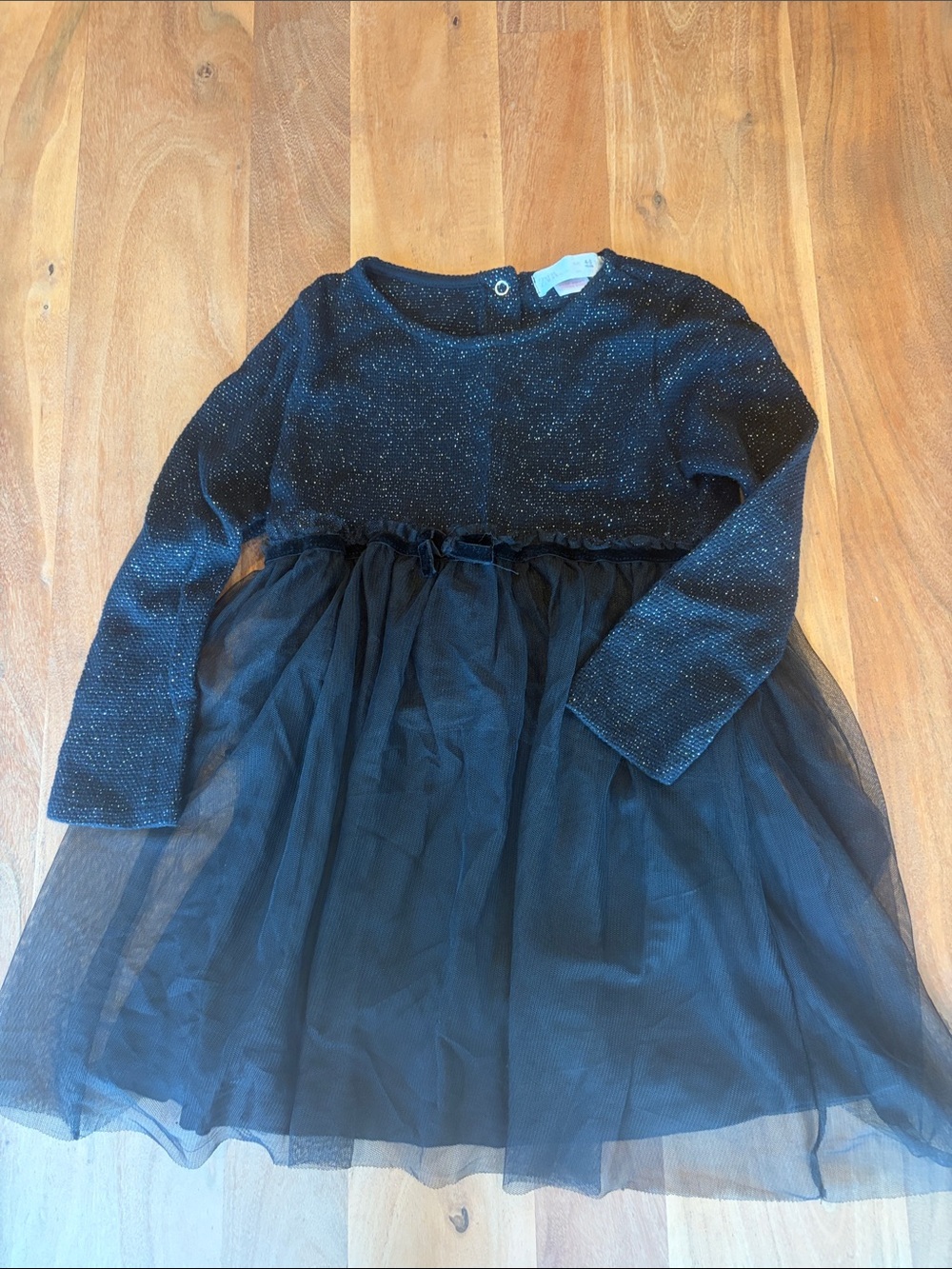 Zara Sparkle Knit Tulle Party Dress - Black
